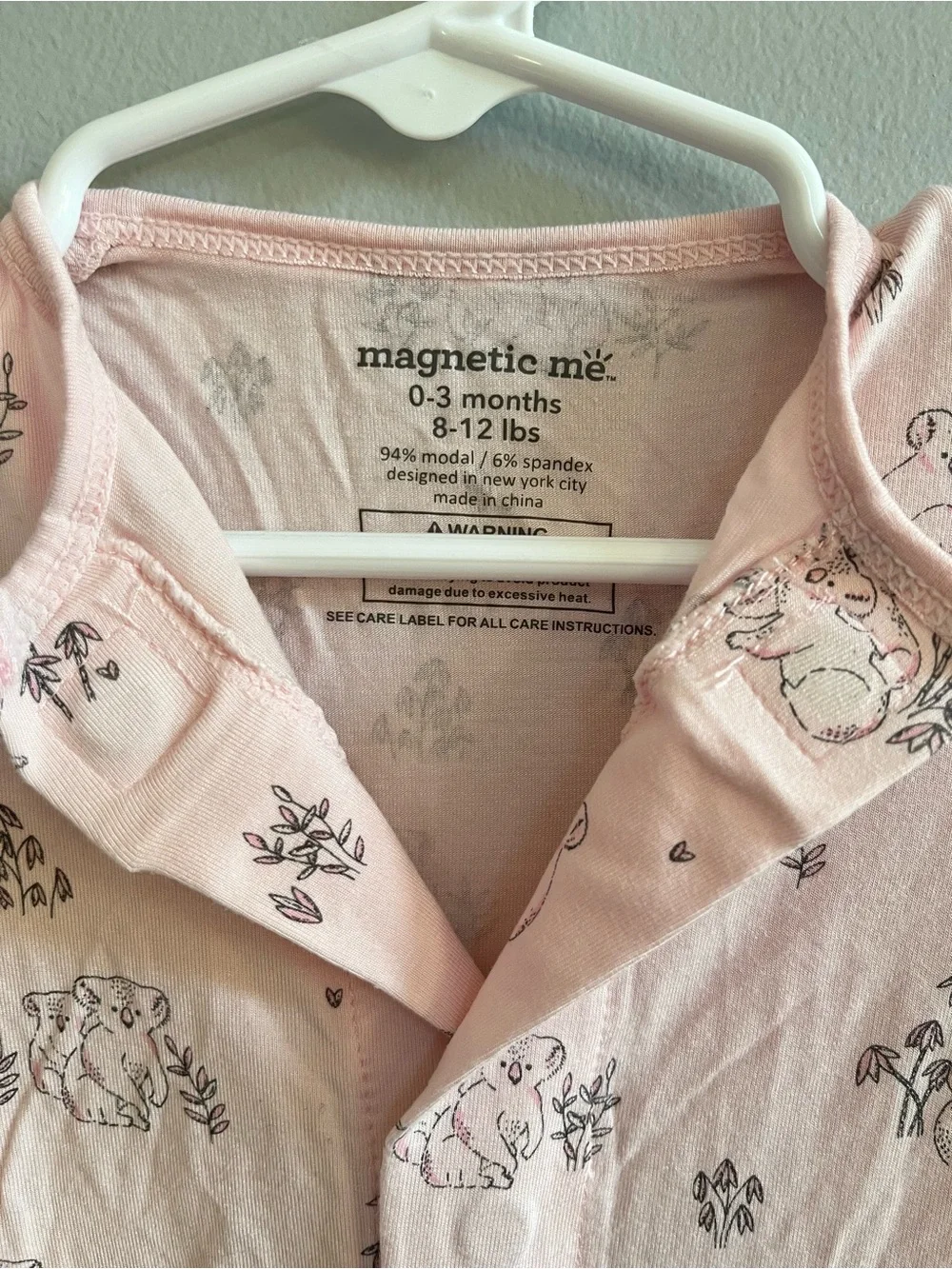 Magnetic Me Modal Footie Sleeper Size 0-3 months Jumper Koala Sustainable